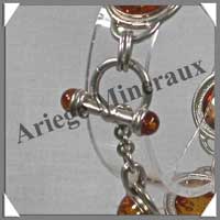 AMBRE - Bracelet Argent - 6 Cabochons Ronds - Caramel - C005