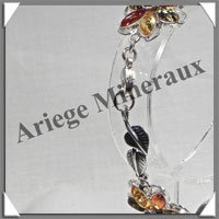 AMBRE - Bracelet Argent - 4 Fleurs - Multicolore - C011