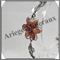 AMBRE - Bracelet Argent - 4 Fleurs - Caramel - C012