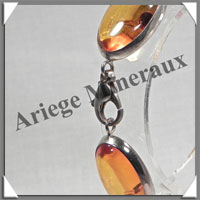AMBRE - Bracelet Argent - 6 Cabochons Ovales - Caramel Clair - C013