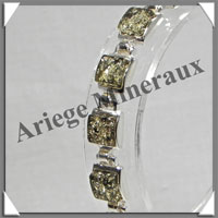 AMBRE - Bracelet Argent - 15 Cabochons Carrs - Vert - 18 cm - L001