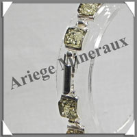 AMBRE - Bracelet Argent - 15 Cabochons Carrs - Vert - 18 cm - L001