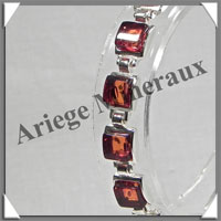 AMBRE - Bracelet Argent - 15 Cabochons Carrs - Caramel - 18 cm - L002