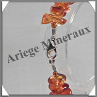 AMBRE - Bracelet Baroque - Caramel - Gros Morceaux - 18 cm - Fermoir Argent - M