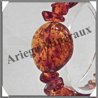 AMBRE - Bracelet Baroque - Caramel - Avec Nugget de 20 mm - 18 cm - L