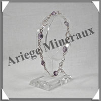 AMETHYSTE Cristallise - Bracelet Argent - 6 Cabochons Facets - 21 cm - P001