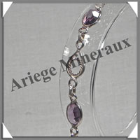 AMETHYSTE Cristallise - Bracelet Argent - 6 Cabochons Facets - 21 cm - P001