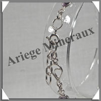 AMETHYSTE Cristallise - Bracelet Argent - 5 Cabochons Facets - 20 cm - P002