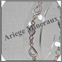 AMETHYSTE Cristallise - Bracelet Argent - 5 Cabochons Facets - 20 cm - P003