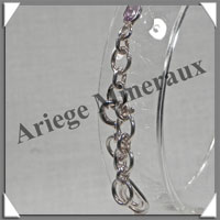 AMETHYSTE Cristallise - Bracelet Argent - 5 Cabochons Facets - 20 cm - P003