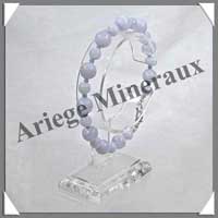 CALCEDONE BLEUE - Bracelet Perles 6 et 8 mm Alternes - 20 cm - C001