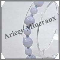 CALCEDONE BLEUE - Bracelet Perles 6 et 8 mm Alternes - 20 cm - C001