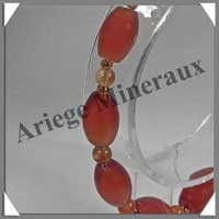 CORNALINE - Bracelet Compos Olives 8x12 mm et Perles de 4 mm - 19 cm - M002