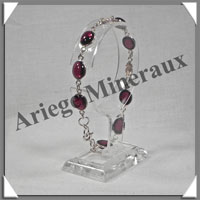 GRENAT Cristallis - Bracelet Argent - 8 Cabochons - 20 cm - P001