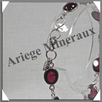 GRENAT Cristallis - Bracelet Argent - 8 Cabochons - 20 cm - P001
