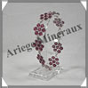 GRENAT Cristallisé - Bracelet Argent - 9 Roses de 7 Cabochons - 22 cm - P005 Brésil