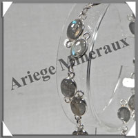 LABRADORITE 'Extra' - Bracelet Argent - 16 Cabochons - 20 cm - P001