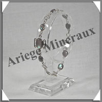 LABRADORITE 'Extra' - Bracelet Argent - 9 Cabochons - 20 cm - P002