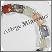 MELANGE de MINERAUX - Bracelet Argent - Carrs Facets - 20 cm - 125 grammes - W001