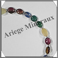 MELANGE de MINERAUX - Bracelet Argent - Perles Ovales - 20 cm - 48 grammes - W003
