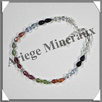 MELANGE de MINERAUX - Bracelet Argent - Gouttes Facetes - 17 cm - 38 grammes - W006