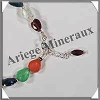 MELANGE de MINERAUX - Bracelet Argent - Gouttes Facetes - 15 cm - 5,6 grammes - W008