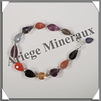 MELANGE de MINERAUX - Bracelet Argent - Gouttes Facetes - 17 cm - 9,9 grammes - W009