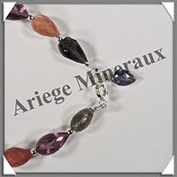 MELANGE de MINERAUX - Bracelet Argent - Gouttes Facetes - 17 cm - 9,9 grammes - W009