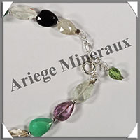 MELANGE de MINERAUX - Bracelet Argent - Gouttes Facetes - 17 cm - 6,3 grammes - W011