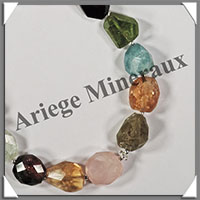 MELANGE de MINERAUX - Bracelet Argent - Perles Free Form Facetes - 18 cm - 12,5 grammes - W012