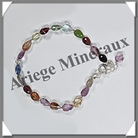 MELANGE de MINERAUX - Bracelet Argent - Olives Facetes - 17 cm - 4,1 grammes - W014