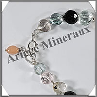 MELANGE de MINERAUX - Bracelet Argent - Coeurs Facets - 17 cm - 8,3 grammes - W015