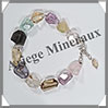 MELANGE de MINERAUX - Bracelet Argent - Nuggets Facetés - 17 cm - 11,1 grammes - W018 Inde