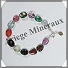 MELANGE de MINERAUX - Bracelet Argent - Perles Free Form Polies - 17 cm - 7,7 grammes - W019 Inde