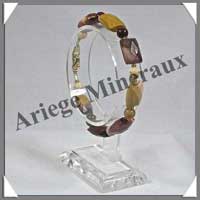 MOKAITE - Bracelet Compos : Rectangles Facets et Perles 6 mm Alterns - 19 cm - C001