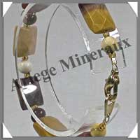 MOKAITE - Bracelet Compos : Rectangles Facets et Perles 6 mm Alterns - 19 cm - C001