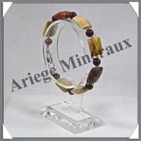 MOKAITE - Bracelet Compos : Rectangles Facets et Perles 6 mm Alterns - 19 cm - C002