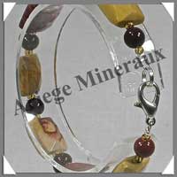 MOKAITE - Bracelet Compos : Rectangles Facets et Perles 6 mm Alterns - 19 cm - C002