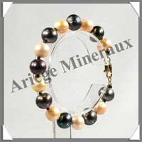 PERLES NOIRES et ROSES - Bracelet Perles de 8 à 10 mm  - NB