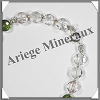 PERIDOT et QUARTZ ROSE - Bracelet Argent - Perles Facetes - 19 cm - 62 grammes - W001