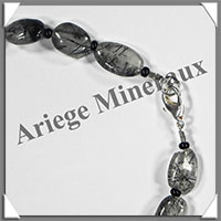 QUARTZ TOURMALINE - Bracelet Argent - Perles Ovales - 22 cm - 100 grammes - W001