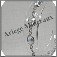 TOPAZE BLEUE Cristallise - Bracelet Argent - 9 Cabochons Facets - 19 cm - P002