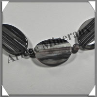 AGATE DRAPEE - Collier Compos - 5 Ovales, Tubes et Perles - 50 cm - C028