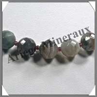 AGATE DRAPEE - Collier Perles Facetes 10 mm - 49 cm - C007