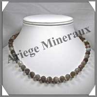 AGATE DRAPEE - Collier Perles Facetées 8 mm - 46 cm - C010