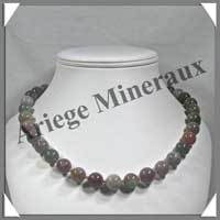 AGATE INDIENNE - Collier Perles 12 mm - 46 cm - M002