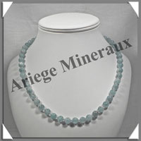 AIGUE MARINE - Collier Perles 8 mm - 50 cm - M002