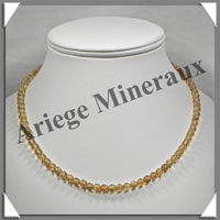 AMBRE - Collier Perles 5 mm - Caramel Clair - 43 cm - L002