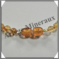 AMBRE - Collier Perles 5 mm - Caramel Clair - 43 cm - L002