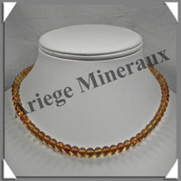 AMBRE - Collier Perles 6 mm - Caramel Clair - 43 cm - C001